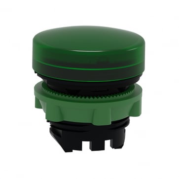 Head for pilot light, Harmony XB5, plastic, green, 22mm, universal LED, plain lens, for insertion of legend ZB5AV033E