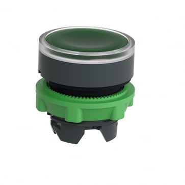 Harmony lampetrykshoved i plast for LED med fjeder-retur og plan trykflade i grøn farve ZB5AW333
