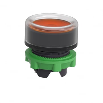 Harmony lampetrykshoved i plast for LED med klar silikonehætte og fjeder-retur med plan trykflade i orange farve ZB5AW553