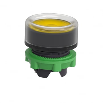 Head for illuminated push button, Harmony XB5, dark grey plastic, yellow flush, 22mm, universal LED, clear boot ZB5AW583
