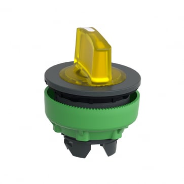Harmony flush drejegreb i plast for LED med 3 positioner og fjeder-retur fra V-til-M i gul farve ZB5FK1783