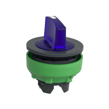 Harmony flush drejegreb i plast for LED med 3 positioner og fjeder-retur fra H-til-M i blå farve ZB5FK1863