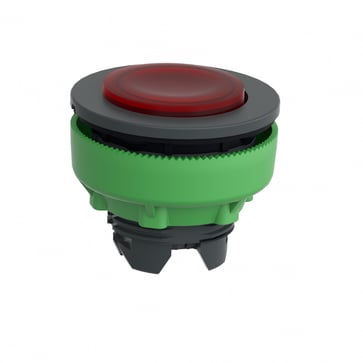 Harmony flush lampetrykshoved i plast for LED med fjeder-retur og høj trykflade i rød farve ZB5FW143