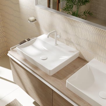 hansgrohe Xelu Q Countertop basin ground 600/480 with tap hole without overflow, SmartClean White 61018450