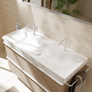 hansgrohe Xelu Q Wash basin 1200/480 with 2 tap holes without overflow, SmartClean White 61042450