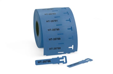 Kabelmærke type TAGPU LOOP 12x74 mm blå 500 stk. per rulle 556-80586