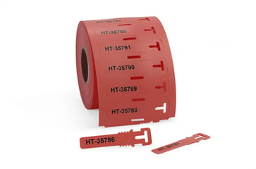 Identification tags for cable bundle ladder style loop version TAGPU 12x74 mm red 500 pcs./reel 556-80587