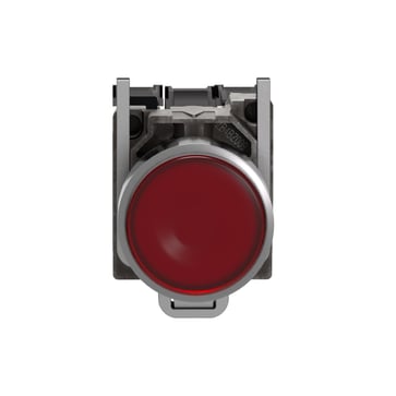 Harmony lampetryk komplet med LED og plan trykflade med fjeder-retur i rød farve 24VAC/DC forsyning 1xNO+1xNC, XB4BW34B5 XB4BW34B5
