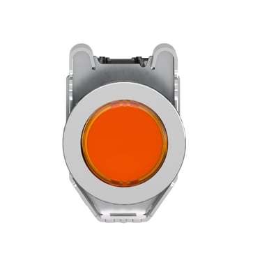 Harmony flush lampetryk komplet med LED og plan trykflade med fjeder-retur i orange farve 110-120VAC forsyning 1xNO+1xNC, XB4FW35G5 XB4FW35G5