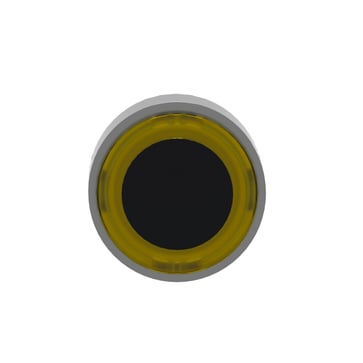 Harmony lampetrykhoved i metal for LED med fjeder-retur og plan trykflade i sort med gul ring ZB4BW983