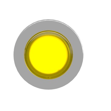 Harmony flush lampetrykshoved i metal for LED med fjeder-retur og ophøjet trykflade i gul farve ZB4FW183