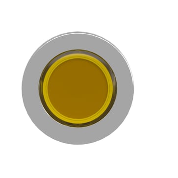 Harmony flush lampetrykshoved i metal for LED med fjeder-retur og plan trykflade i gul farve ZB4FW383