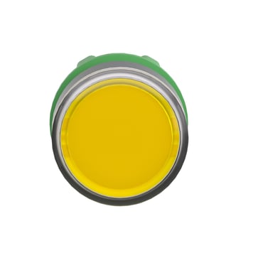 Harmony trykknaphoved i plast for LED med fjeder-retur og isætning af label under den gule trykflade ZB5AA88