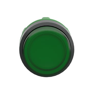 Harmony lampetrykshoved i plast for LED med fjeder-retur og ophøjet trykflade i grøn farve ZB5AW133