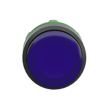 Harmony lampetrykshoved i plast for LED med fjeder-retur og ophøjet trykflade i blå farve ZB5AW163