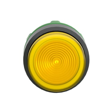 Head for illuminated push button, Harmony XB5, plastic, yellow projecting, 22mm, universal LED, spring return, plain lens ZB5AW183S