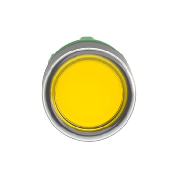 Harmony lampetrykshoved i plast for LED med klar silikonehætte og fjeder-retur med plan trykflade i gul farve ZB5AW583
