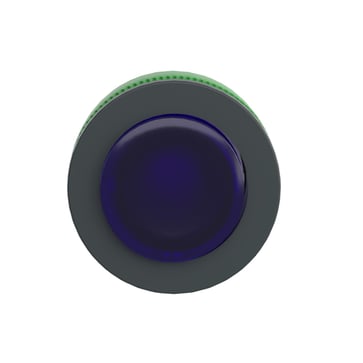 Harmony flush trykknapshoved i plast med kip-funktion f/LED og label under en blå høj trykflade ZB5FH63