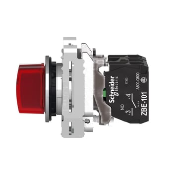 Harmony flush drejeafbryder komplet med LED og 3 faste positioner i rød 110-120VAC 1xNO+1xNC, XB4FK134G5 XB4FK134G5