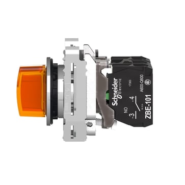 Harmony flush drejeafbryder komplet med LED og 3 faste positioner i orange 110-120VAC 1xNO+1xNC, XB4FK135G5 XB4FK135G5
