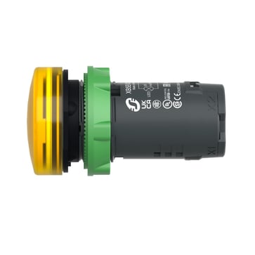 Harmony signallampe helstøbt med kraftig LED i gul farve og 24VAC/DC forsyning XB5EVB8