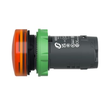 Orange Monolithic pilot light Ø22 plain lens with integral LED 110...120V XB5EVG5