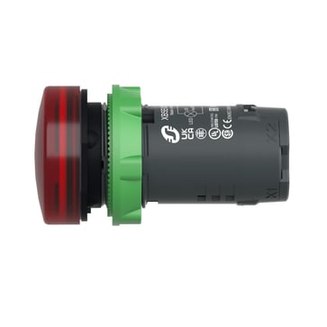 Red Monolithic pilot light Ø22 plain lens with integral LED 230...240V XB5EVM4