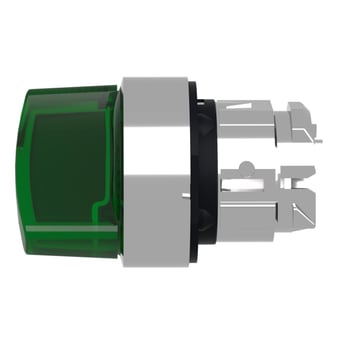 Harmony drejegreb i metal for LED med 2 positioner og fjeder-retur fra H-til-V i grøn farve ZB4BK1433