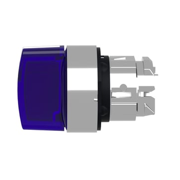 Harmony drejegreb i metal for LED med 3 positioner og fjeder-retur fra H-til-M i blå farve ZB4BK1863