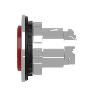 Harmony flush trykknaphoved i metal for LED med kip-funktion og isætning af label under den røde ophøjede trykflade ZB4FH43