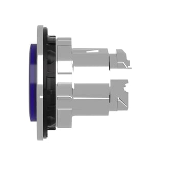 Harmony flush trykknaphoved i metal for LED med kip-funktion og isætning af label under den blå ophøjede trykflade ZB4FH63