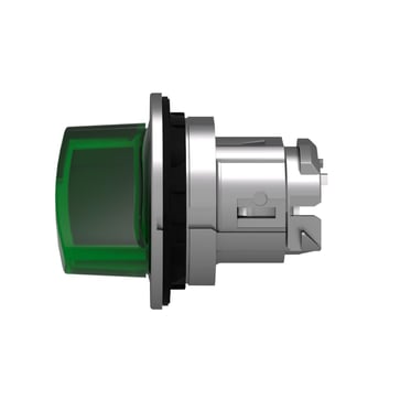 Harmony flush drejegreb i metal for LED med 2 positioner og fjeder-retur fra H-til-V i grøn farve ZB4FK1433