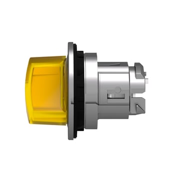 Harmony flush drejegreb i metal for LED med 2 positioner og fjeder-retur fra H-til-V i gul farve ZB4FK1483
