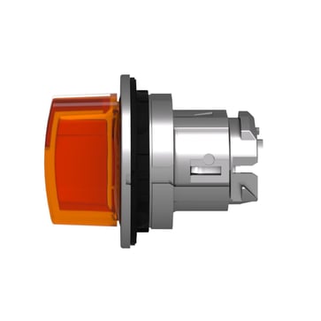 Harmony flush drejegreb i metal for LED med 3 positioner og fjeder-retur fra V-til-M i orange farve ZB4FK1753