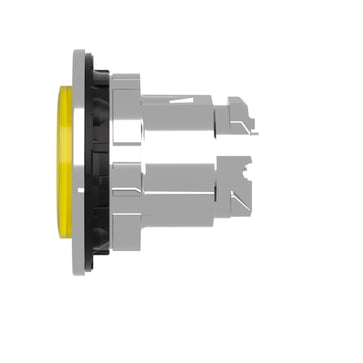 Harmony flush lampetrykshoved i metal for LED med fjeder-retur og ophøjet trykflade i gul farve ZB4FW183