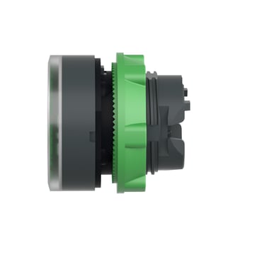 Harmony trykknapshoved i plast for LED med fjeder-retur og isætning af label under den grønne trykflade ZB5AA38