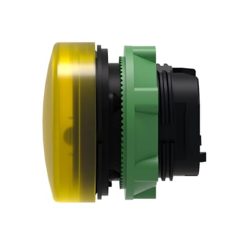Head for pilot light, Harmony XB5, plastic, yellow, 22mm, universal LED, plain lens, for insertion of legend ZB5AV083E