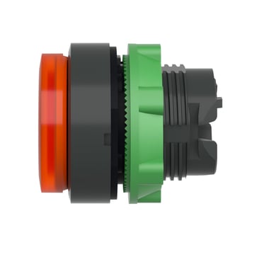 Harmony lampetrykshoved i plast for LED med fjeder-retur og ophøjet trykflade i orange farve ZB5AW153
