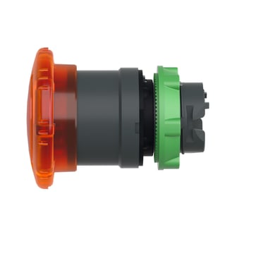 Harmony paddetrykshoved i plast for LED med Ø40 mm paddehoved i orange farve og drej for at frigøre ZB5AW753