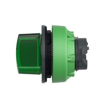Harmony flush drejegreb i plast for LED med 2 positioner og fjeder-retur fra H-til-V i grøn farve ZB5FK1433