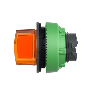 Harmony flush drejegreb i plast for LED med 2 positioner og fjeder-retur fra H-til-V i orange farve ZB5FK1453