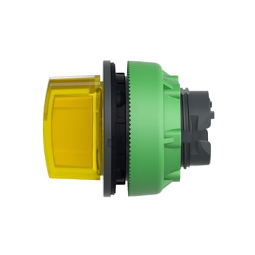 Harmony flush drejegreb i plast for LED med 3 positioner og fjeder-retur til midt i gul farve ZB5FK1583