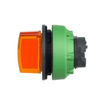 Harmony flush drejegreb i plast for LED med 3 positioner og fjeder-retur fra V-til-M i orange farve ZB5FK1753