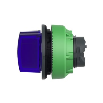 Harmony flush drejegreb i plast for LED med 3 positioner og fjeder-retur fra V-til-M i blå farve ZB5FK1763