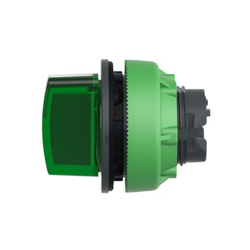 Harmony flush drejegreb i plast for LED med 3 positioner og fjeder-retur fra H-til-M i grøn farve ZB5FK1833