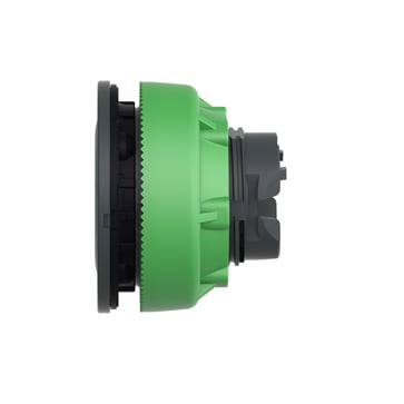 Harmony flush lampetrykshoved i plast for LED med fjeder-retur og plan trykflade med grøn ring ZB5FW933