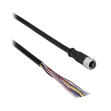 PUR cable M12 12-pinole female straight connector 5m XZCP57V12L5