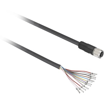 M12 connector Female Straight 8poles 15m pre-wired XZCP29P11L15