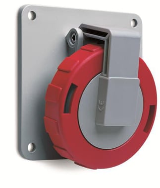 Socket-outlet, panel mounting, 6h, 16A, IP67, unified flange, angled, 3P+N+E 416RAU6W 2CMA167030R1000