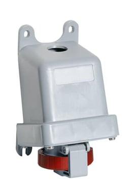 Surface socket-outlet, earthing sleeve position 11h, rated current 16A, IP67 watertight, 3-poles+neutral+earth, frequency 60 Hz, color code Red, 2CMA167169R1000 2CMA167169R1000